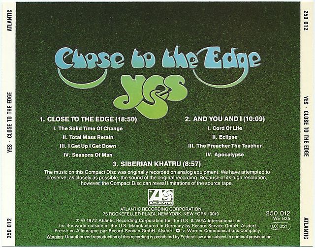 Yes - Close to the Edge (1972)
